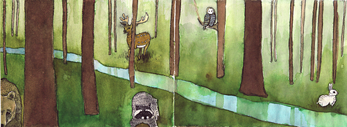 Watershed (Forest detail) ink and gouache on paper, bound in handmade book